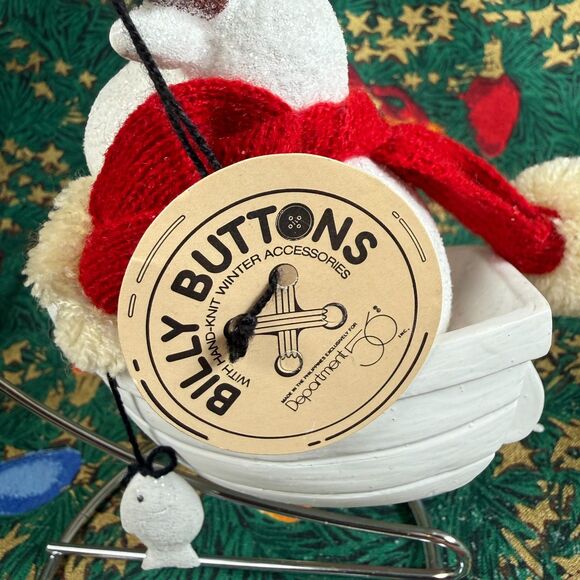 Lot Of 2 Dept 56 Billy Buttons Ornaments Snowman Skiing Moose Fishing Boat Tag - Picture 6 of 13